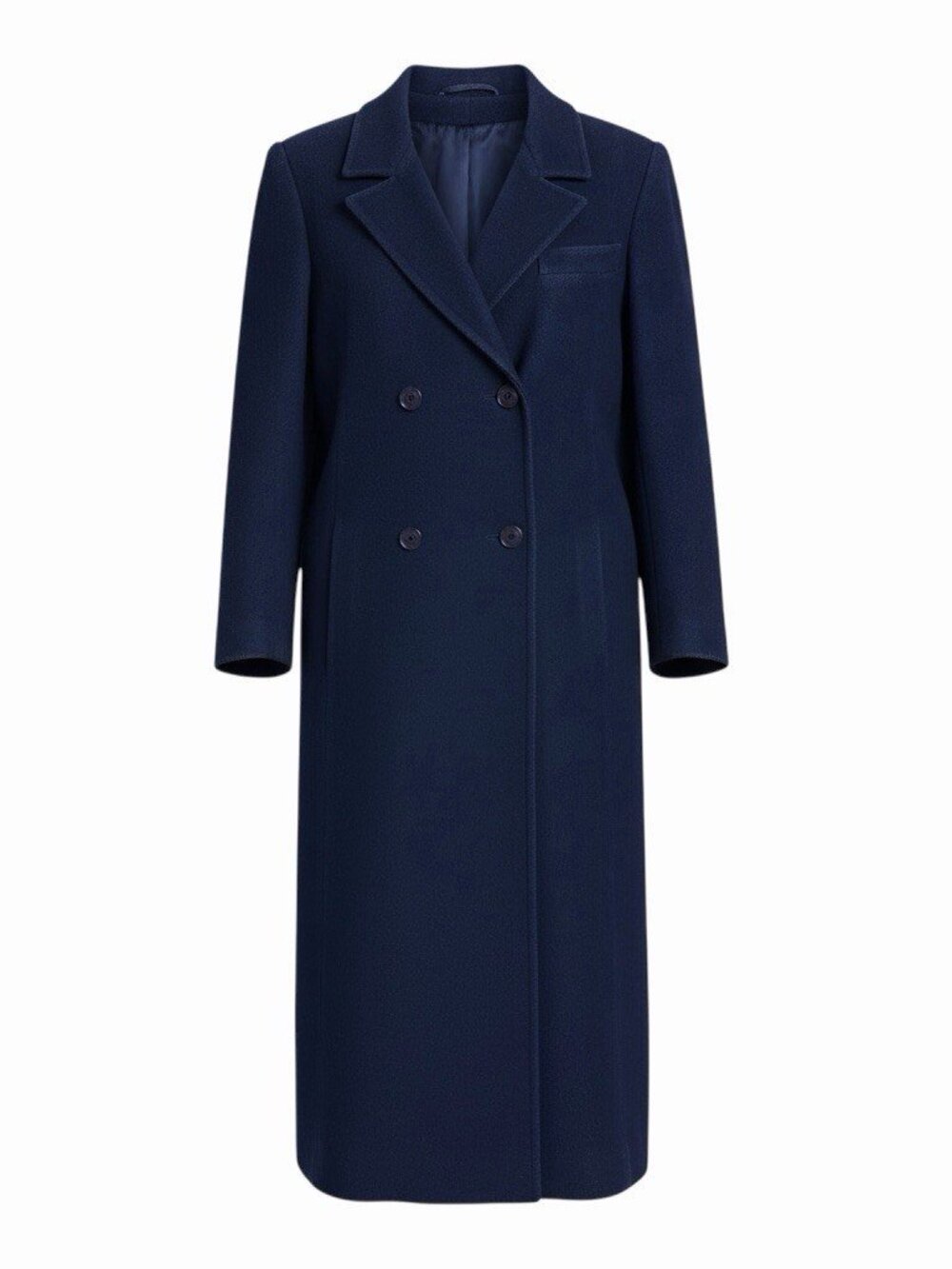 HOLT RENFREW Vintage 90s Luxury Designer WOOL Blue Trench Pea Coat Womens Small